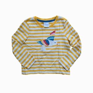 Hanna Andersson Yellow Striped Shirt with Applique Bird - Size 4T